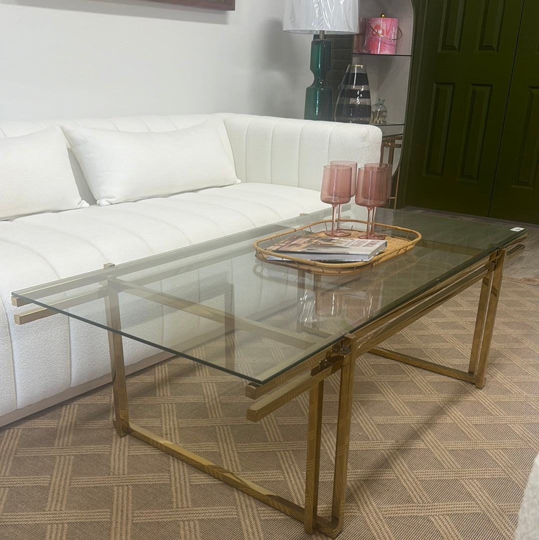 Gold Metal Coffee Table 55"