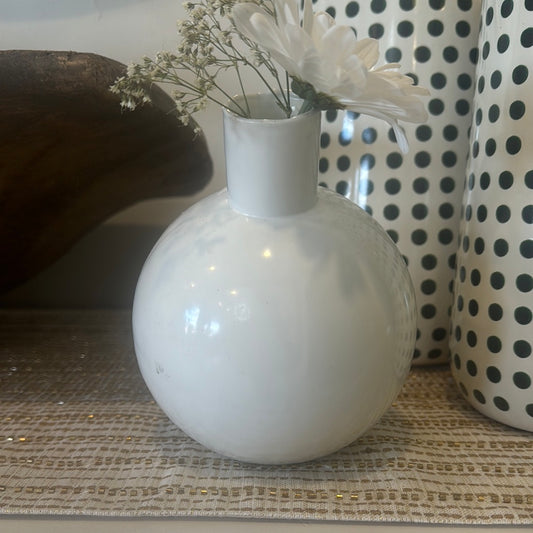 white sphere bud vase