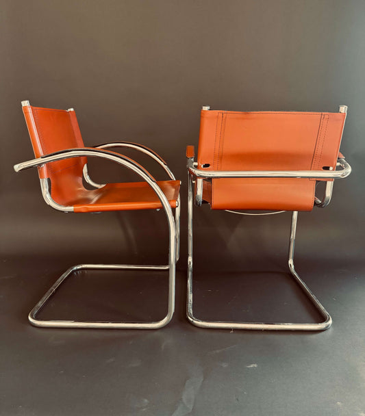 Vintage set of 2 Bauhaus Style Cantilevered occasional chairs