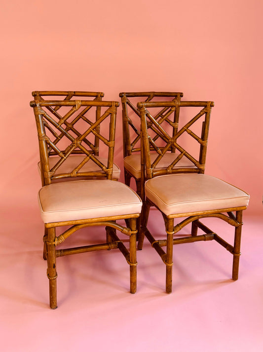 Vintage set of 8 Chinoiserie Style dining chairs