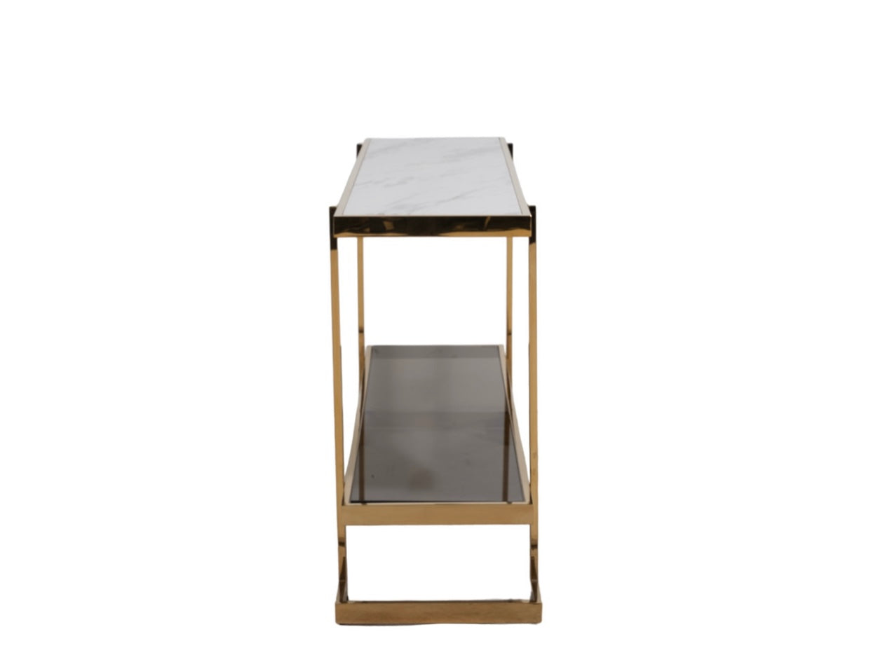 Metal & Marble Glass Console Table