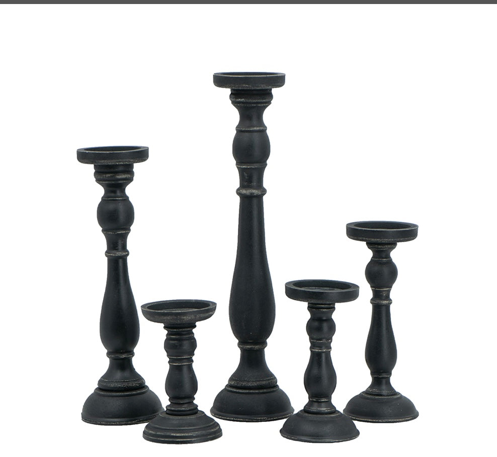 S/5 Black Candle Holders