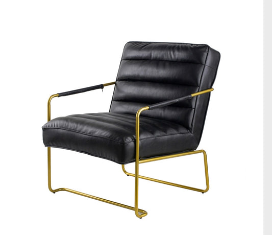Black PU Leather and Gold Chair