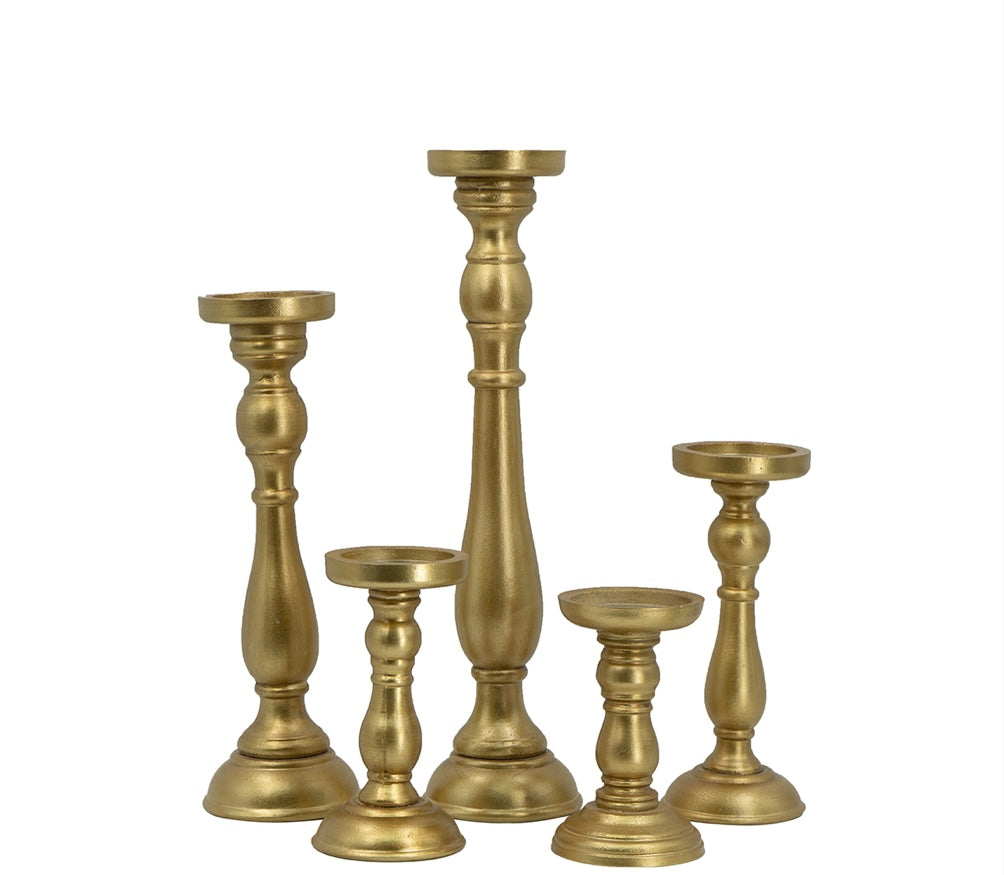 S/5 Gold Candle Holders