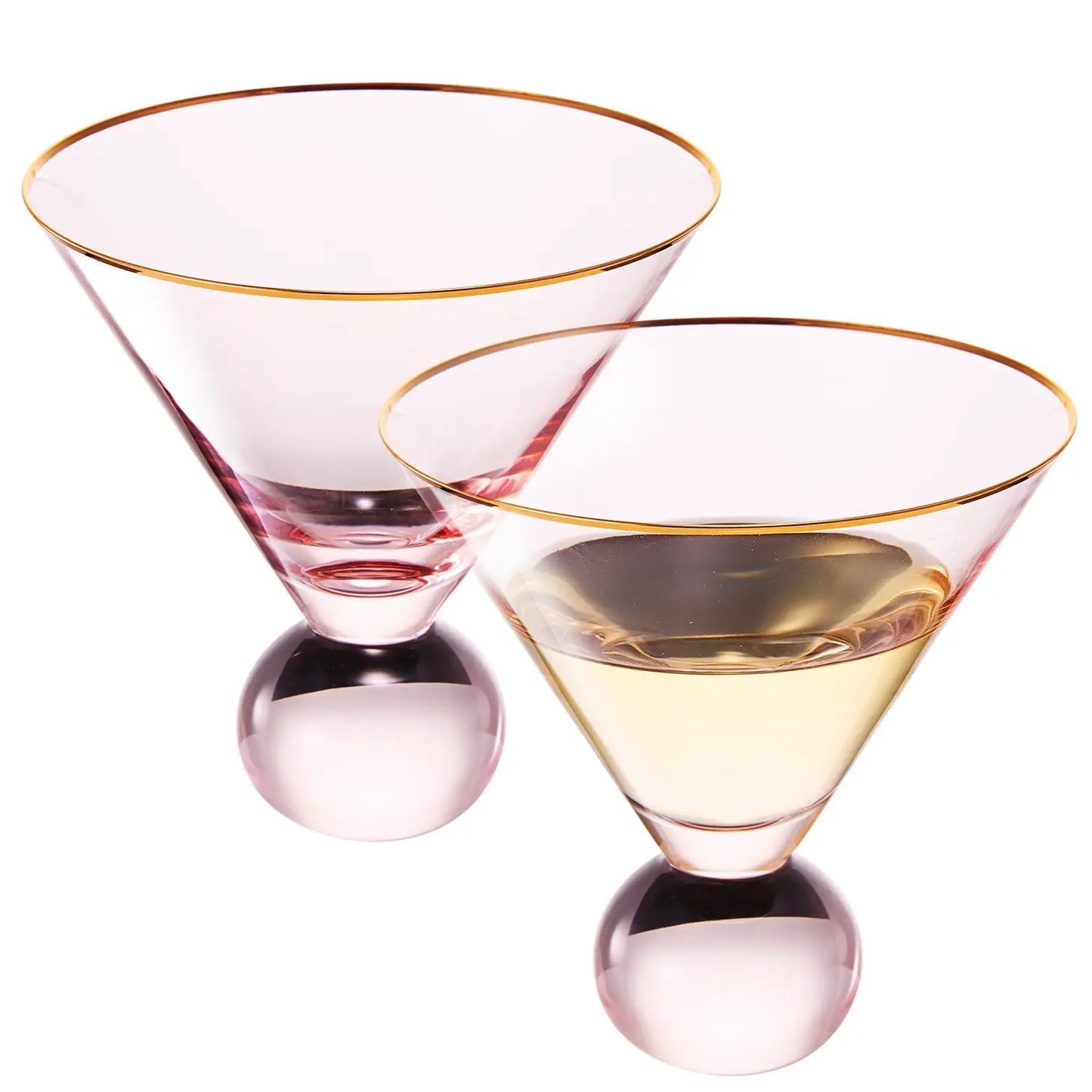 Khen Stemless Blush Pink Martini Glass S/2