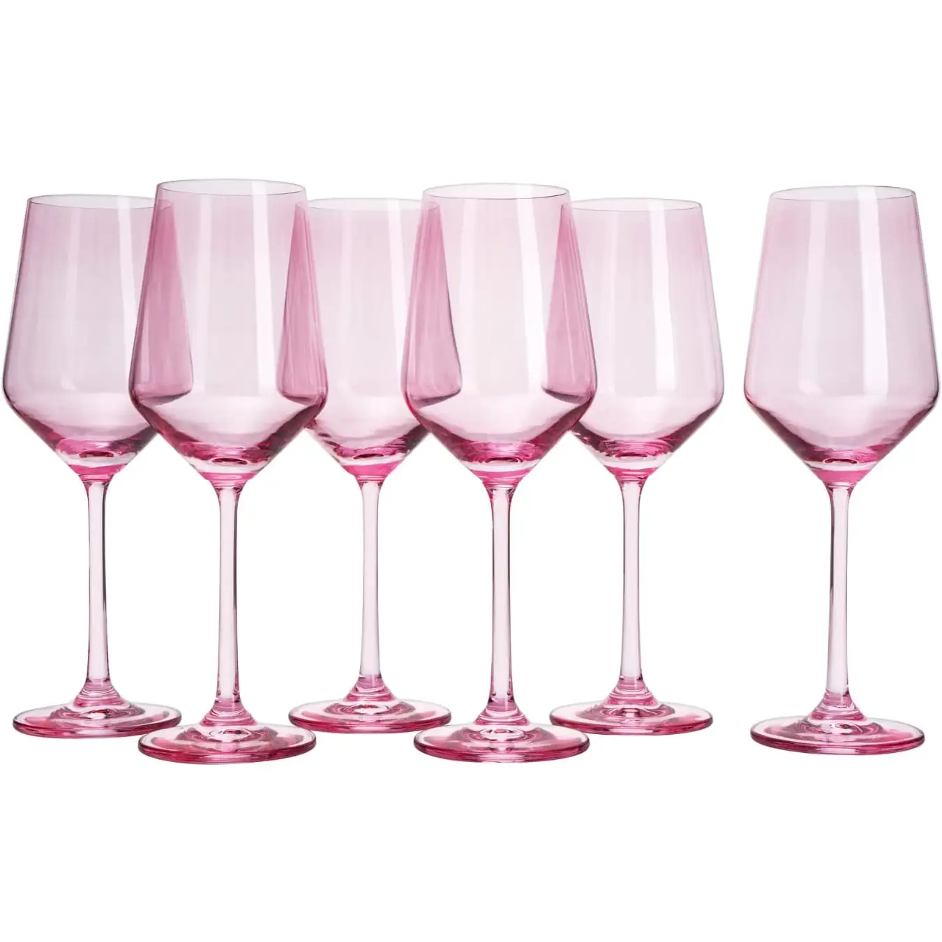 Pink Colored Wine Glass S/6