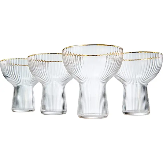 Ribbed Stemless Margarita & Cocktail Glass S/4