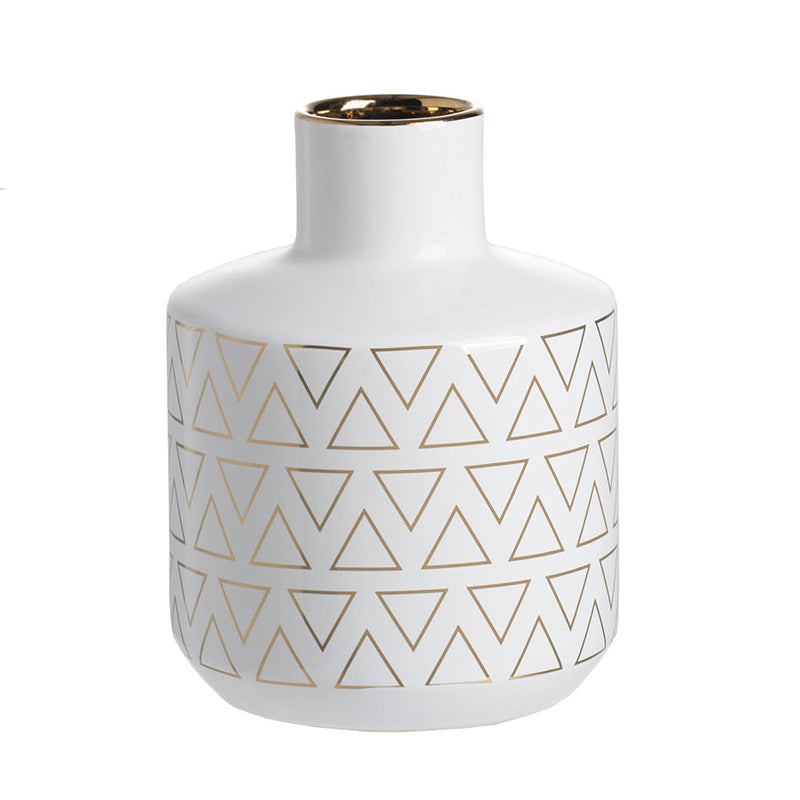 White and Gold Round Vase